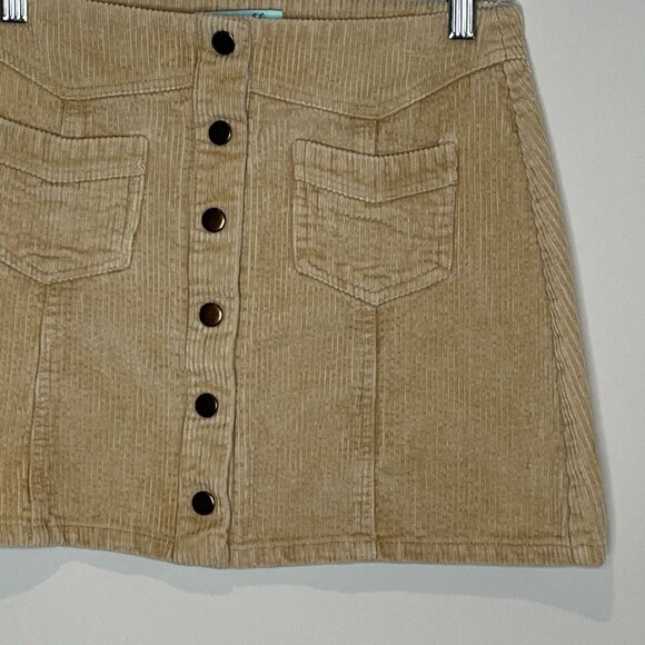 She and Sky Skirt Womens Corduroy Mini Flare Size Small Tan Brown Fall Casual - Picture 3 of 12